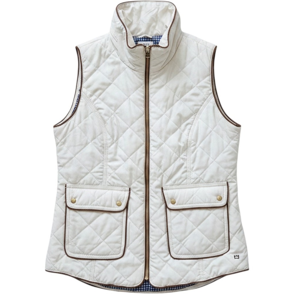 Women Crown & Ivy Puffed White Cargo Vest Size Small Pockets